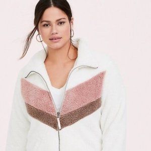 NWOT TORRID CHEVRON FAUX SHERPA TEDDY JACKET